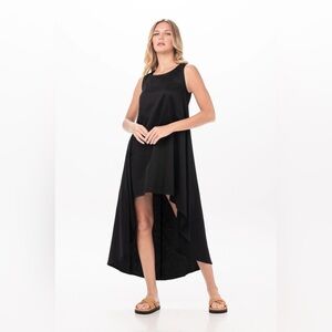 Planet Lauren G sleeveless maxi dress pockets black hi low Size 1 Fits 4-8